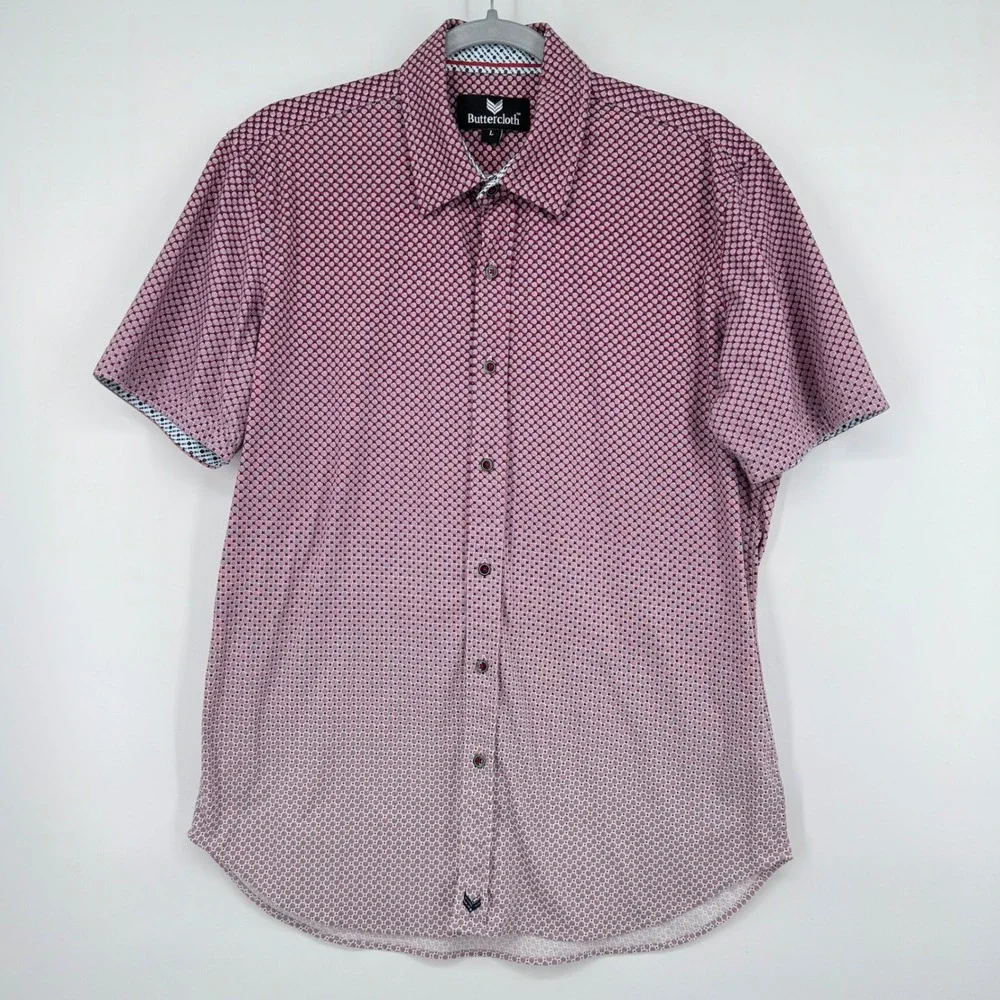 Buttercloth Men's Short‎ Sleeve Button Down Shirt Geometric Print